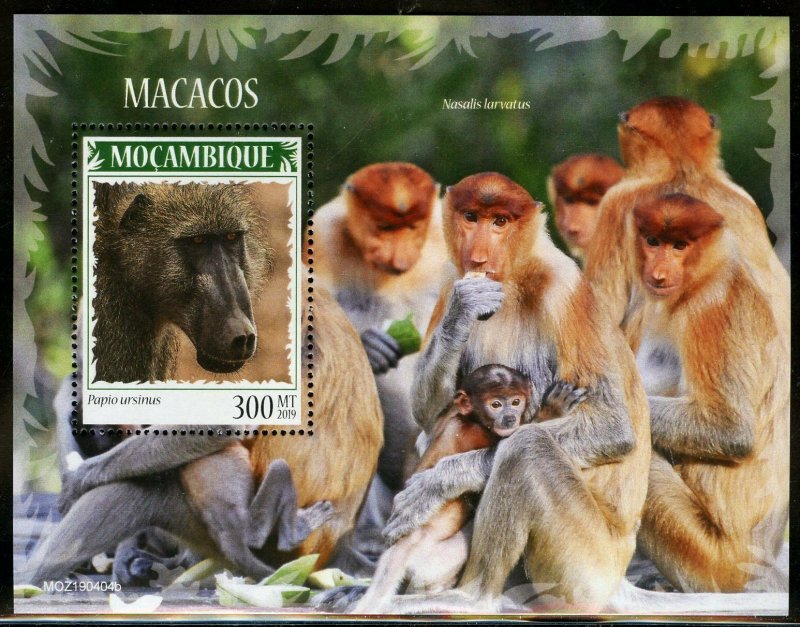 MOZAMBIQUE  2019  MONKEYS  SOUVENIR SHEET MINT NEVER HINGED