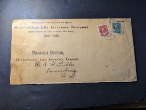 1918 Canada Cover to Lunenburg Nova Scotia NS Metropolitan Life Insurance Co