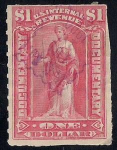 R182 1 Dollar Documentary Commerce Stamps used F-VF
