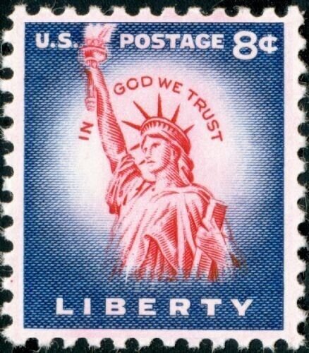1954 8c Statue of Liberty, Original, Flat Press Scott 1041b Mint F/VF NH