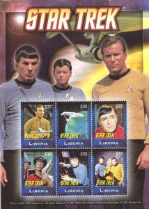 Liberia - 2009 - STAR TREK - Sheet of 6 Stamps - Scott #2552 - MNH