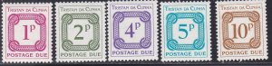 Tristan da Cunha # J6a-J10a, Postage Due, NH, 1/2 Cat.