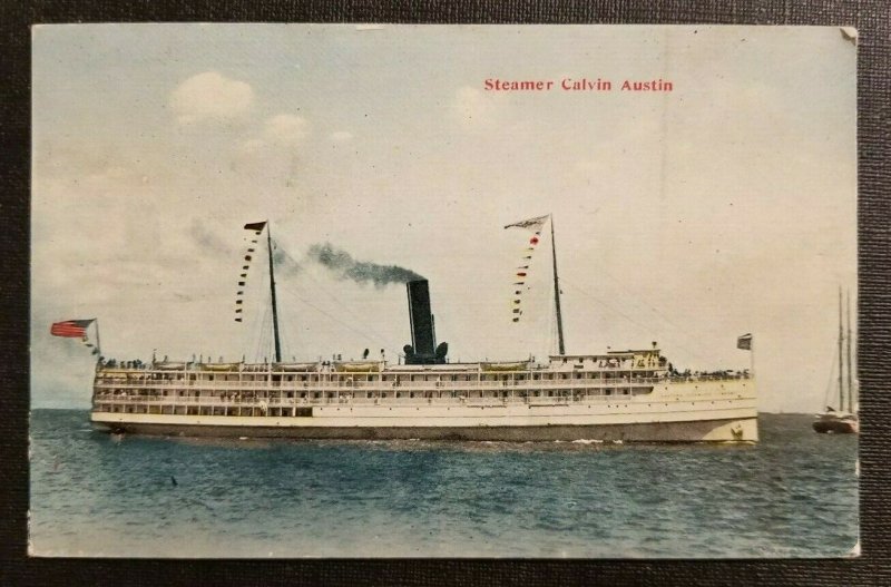 Vintage Postcard Cover Steamer Calvin Austin St John New Brunswick to Warren RI  