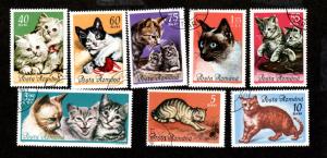 Romania # 1729-1736 Cats CTO NH!