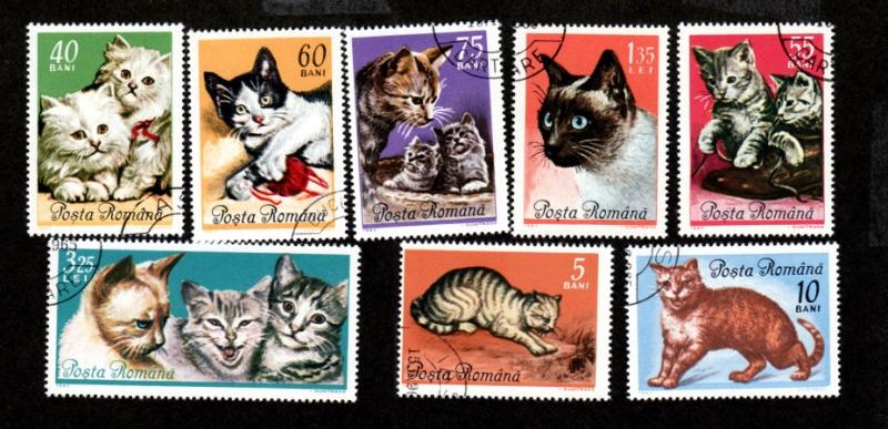 Romania # 1729-1736 Cats CTO NH!