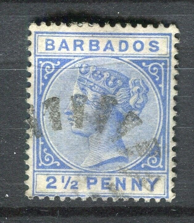 BARBADOS; 1880s early classic QV issue fine used 2.5d. value