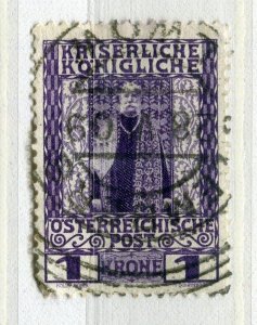 AUSTRIA; 1908 early Anniversary issue fine used 1k. value fine POSTMARK