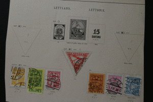 56 Latvian Stamps Assortment on Album Page Pieces