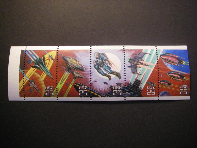 Scott 2745a, 29c Space Fantacy, UNFOLDED Pane of 5, #1211, MNH Beauty