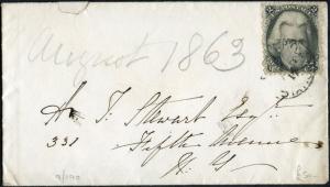 #73 ON COVER AUGUST 1863 NEW YORK BP3922