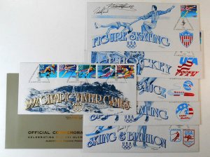 1992 Winter Olympics Sc 2611-15 2615a official USPS athletes signed - limited