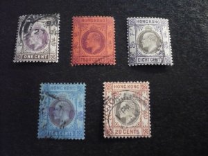Stamps - Hong Kong - Scott# 71,73,75,76,78 - Used Part Set of 5 Stamps