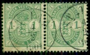 DANISH WEST INDIES #21 (19) 1¢ Coat of Arms, Pair w/scarce ST. JAN 1901 cancel