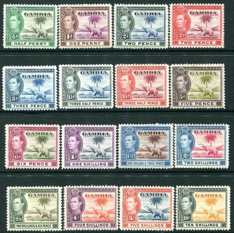 GAMBIA-1938-46 Set of 16 Values higher values Sg 150-161 LIGHTLY MOUNTED MINT 