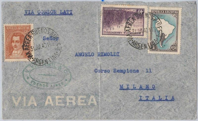 56388 -   ARGENTINA -  POSTAL HISTORY:  COVER to ITALY  1940 - VIA CONDOR LATI