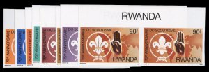 Rwanda #1122-1129, 1982 Boy Scouts, set of imperf. sheet margin pairs, never ...