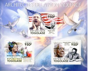 TOGO 2011 ARCHITECTS OF NON VIOLENCE MARTIN LUTHER KING, Jr. SHEET  MINT NH