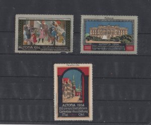 German Advertising Stamps- 1914 250 year Jubilee, City of Altona, Lot of 3