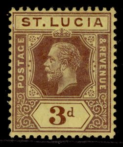 ST. LUCIA GV SG100, 3d purple/pale yellow, M MINT.