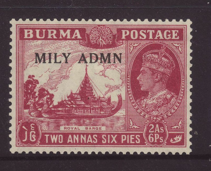 1945 Burma 2 Annas 6 Pies Optd Mily Admn Mounted Mint SG42