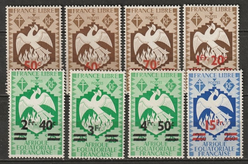 French Equatorial Africa 1945 Sc 158-65 set MH*