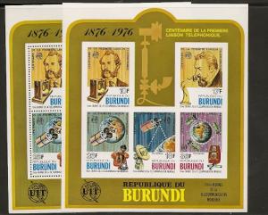 Burundi C255 1977 100th Telephone s.s. Perf and IMPERF NH
