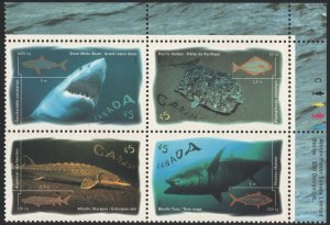 SC#1641-1644 45¢ Ocean Fish Plate Block UR (1997) MNH