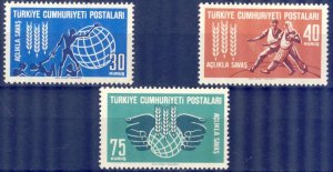 Turkey 1963 Fight against Hunger Mi 1858/60 MNH