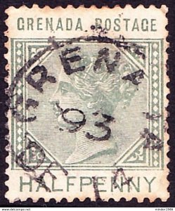 GRENADA 1883 QV ½d Dull Green SG30 Used