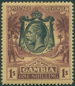 Gambia 1922 1s purple on yellow Wmk Mult Crown CA SG120 unused