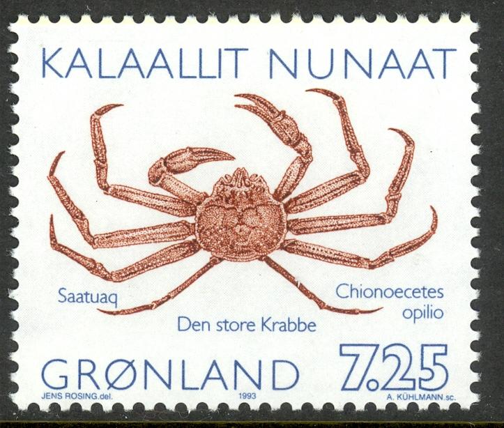 GREENLAND 1993 7.25K CRAB w OPILIO Variety Sc 257a MNH