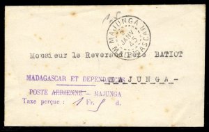 French Colonies, Madagascar, 1945 Postage Due Provisional usage, cover addres...
