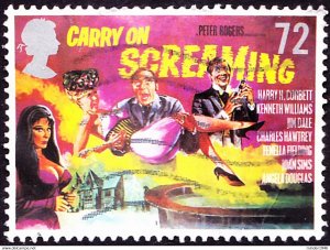 GREAT BRITAIN 2008 QEII 72p Multicoloured, Classic Carry On and Hammer Films-...