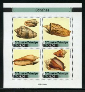 SAO TOME 2021 SEA SHELLS SHEET OF FOUR  MINT NEVER HINGED