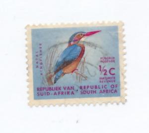 South Africa 1961  Scott  254 used - 1/2c, Natal Pigmy kingfisher