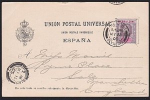 SIERRA LEONE 1905 postcard EVII 1d cancelled PAQUEBOT / PLYMOUTH cds.......B1461