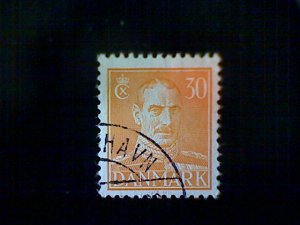 Denmark (Danmark), Scott #284, used (o), 1943, King Christian X, 30ø, orange