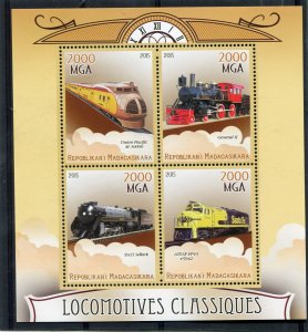 Madagascar 2015 LOCOMOTIVES Sheet (4) Perforated Mint (NH)