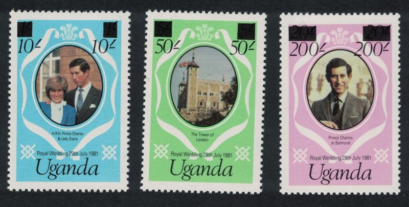 Uganda Charles and Diana Royal Wedding 3v overprinted SG#341e-343e