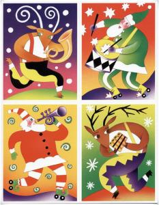 UX404a 23¢ Holiday Music Makers Postcards: Sheet of Four