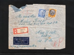 Germany Judaica Israel Air Mail Registered Vienna to New York City 1941 z75