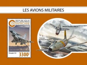 Central Africa - 2018 Military Planes - Souvenir Sheet - CA18810b