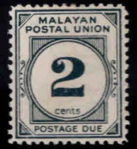 Federation of Malaya Scott J21a MH* Postage Due stamp on ordinary paper, 1960