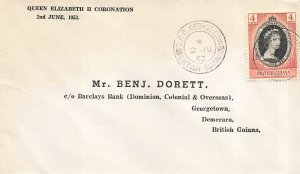 BRITISH GUIANA QUEEN ELIZABETH II CORONATION 1953 FDC
