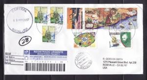 Brazil 2871 X 3, 3011, 3016, 3022, 3027 On Registerd Cover