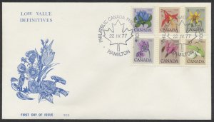 1977 #705-711 Floral Definitives FDC SCS Cachet Hamilton