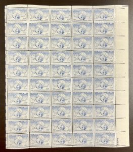 C43  Airmail Globe and Doves   MNH 15 c Sheet of 50  FV $7.50   1949