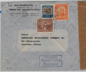 39594 -COLOMBIA-POSTAL HISTORY-COVER to THE NETHERLANDS 1940-CENSOR TAPE-Coffe