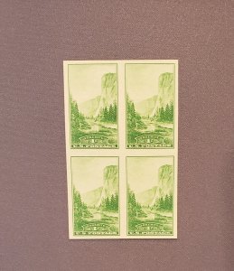 756, Yosemite, Block of 4, Mint, NH, No gum as issued, CV $4.00