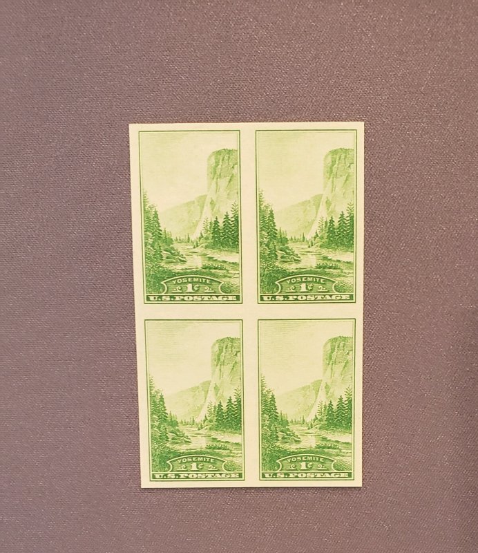 756, Yosemite, Block of 4, Mint, NH, No gum as issued, CV $4.00